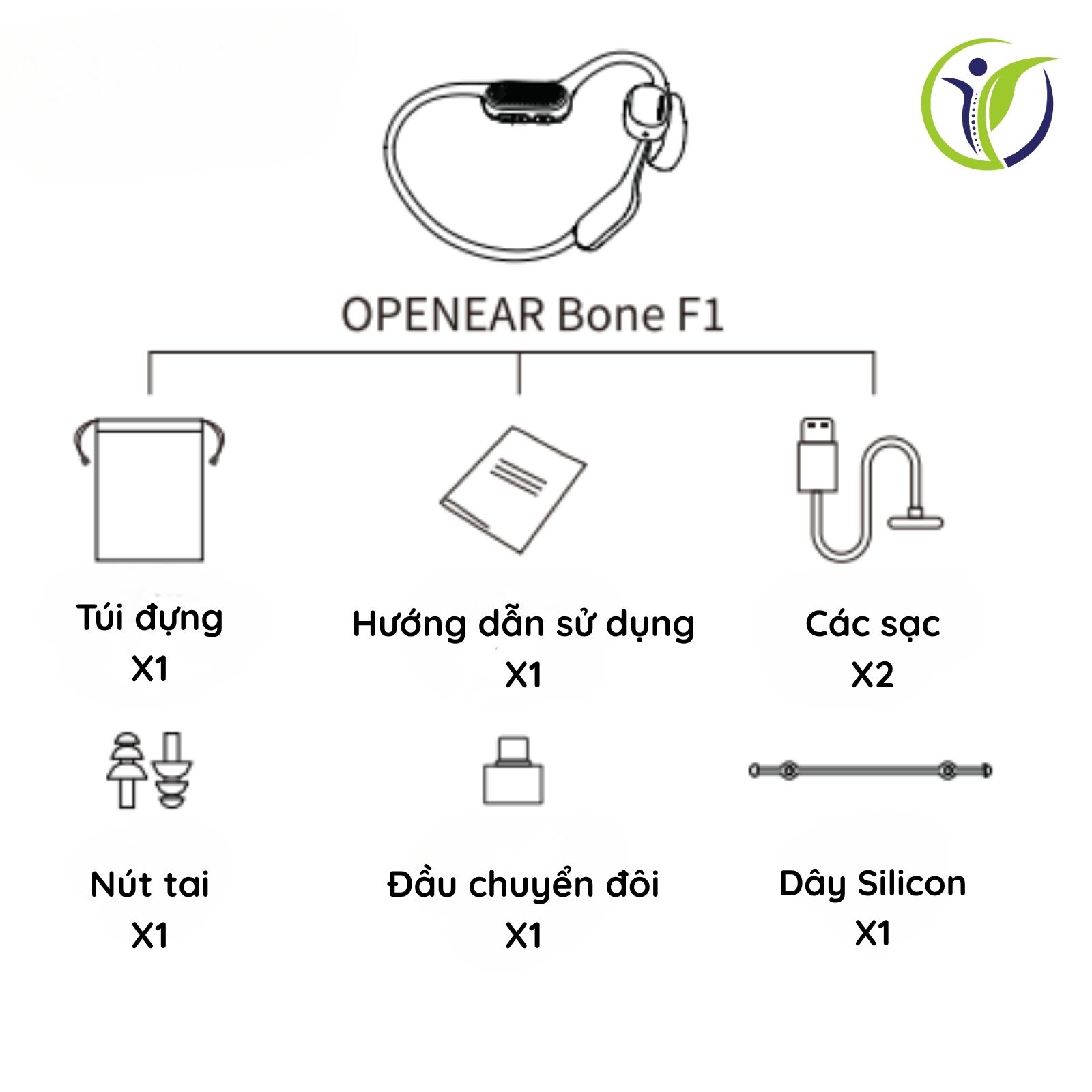 Danh sách phụ kiện đi kèm tai nghe Openear Bone F1