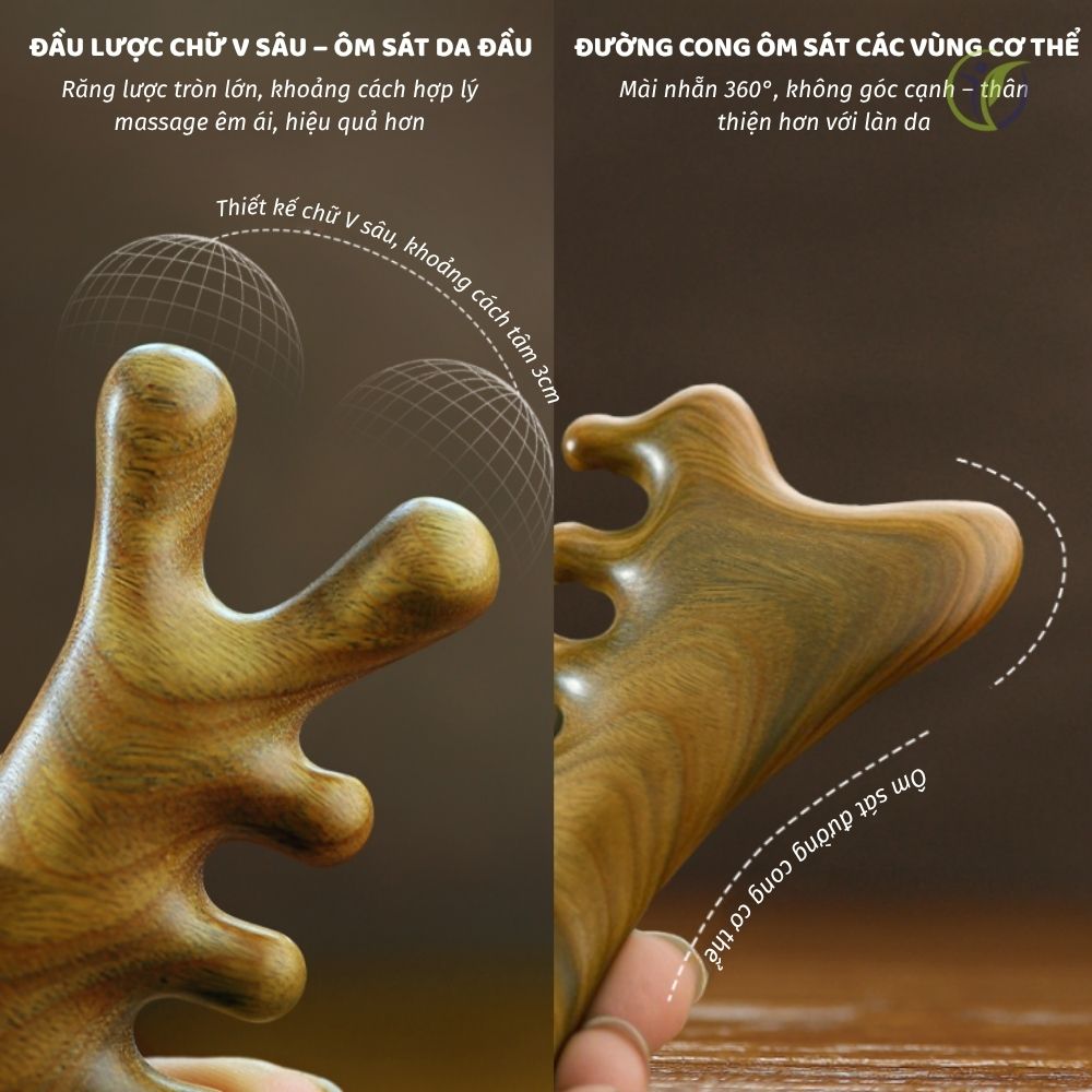 Lược massage gỗ đàn hương được thiết kế tinh tế giúp sử dụng dễ dàng và đạt hiệu quả cao