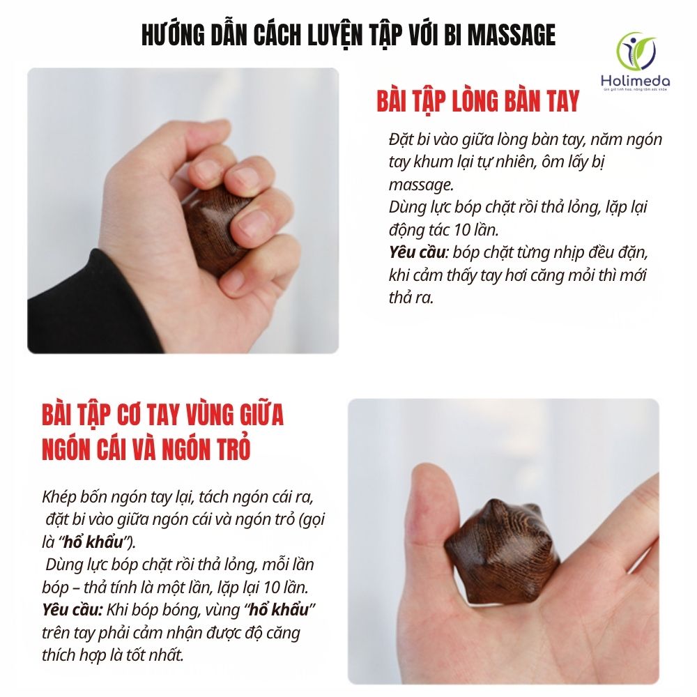 Hướng dẫn cách luyện tập với quả cầu dưỡng sinh xoay tay - bi lăn tay gỗ 12 điểm lồi