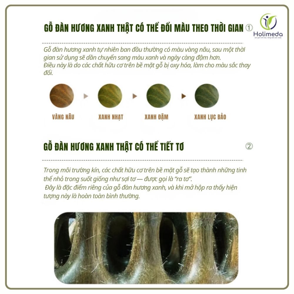 Bi lăn tay gỗ đàn hương xanh sẽ có hiện tượng đổi màu và nhả tơ, đây là hiện tiện hoàn toàn bình thường do tính chất đặc biệt của gỗ đàn hương