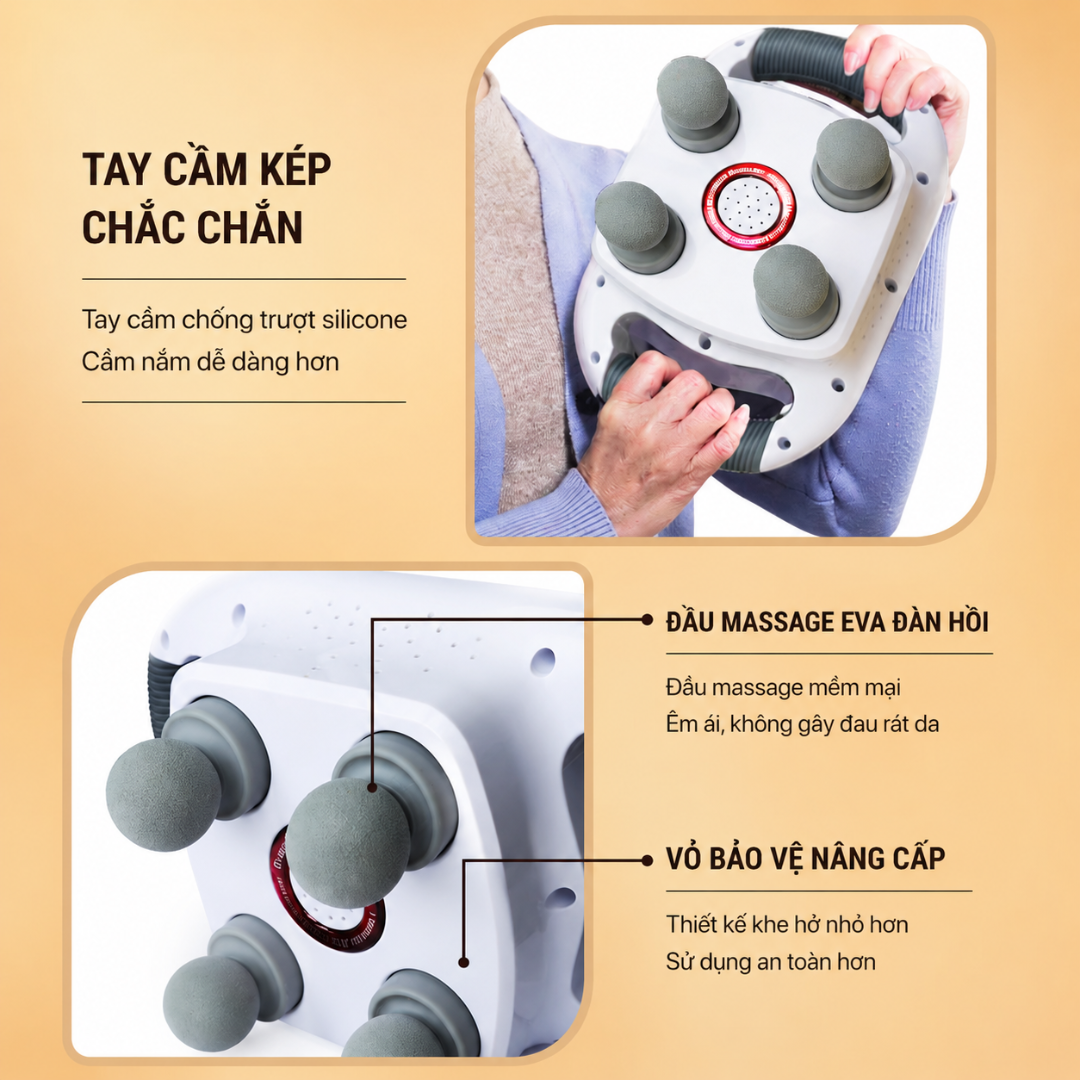 4 đầu massage chất liệu Eva mền mại, đàn hồi tốt