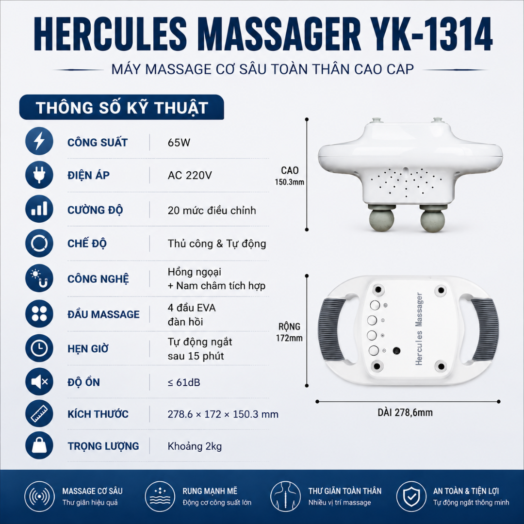 Thông số kỹ thuật của máy Hercules Massager YK1314