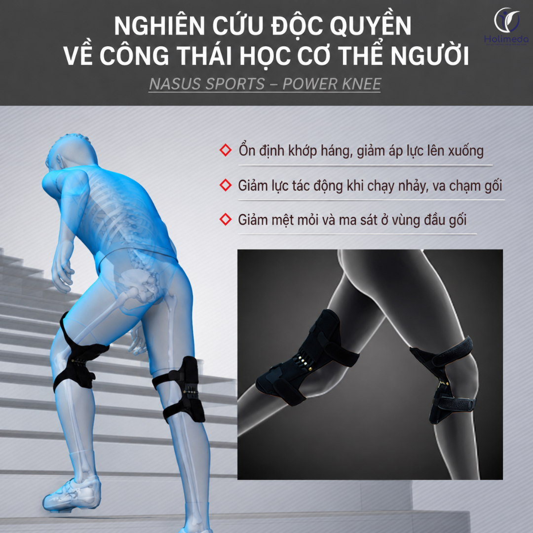 Đai trợ lực đầu gối với thiết kế công thái học phù hợp với cơ thể để ổn định khớp háng, giảm áp lực lên khớp gối