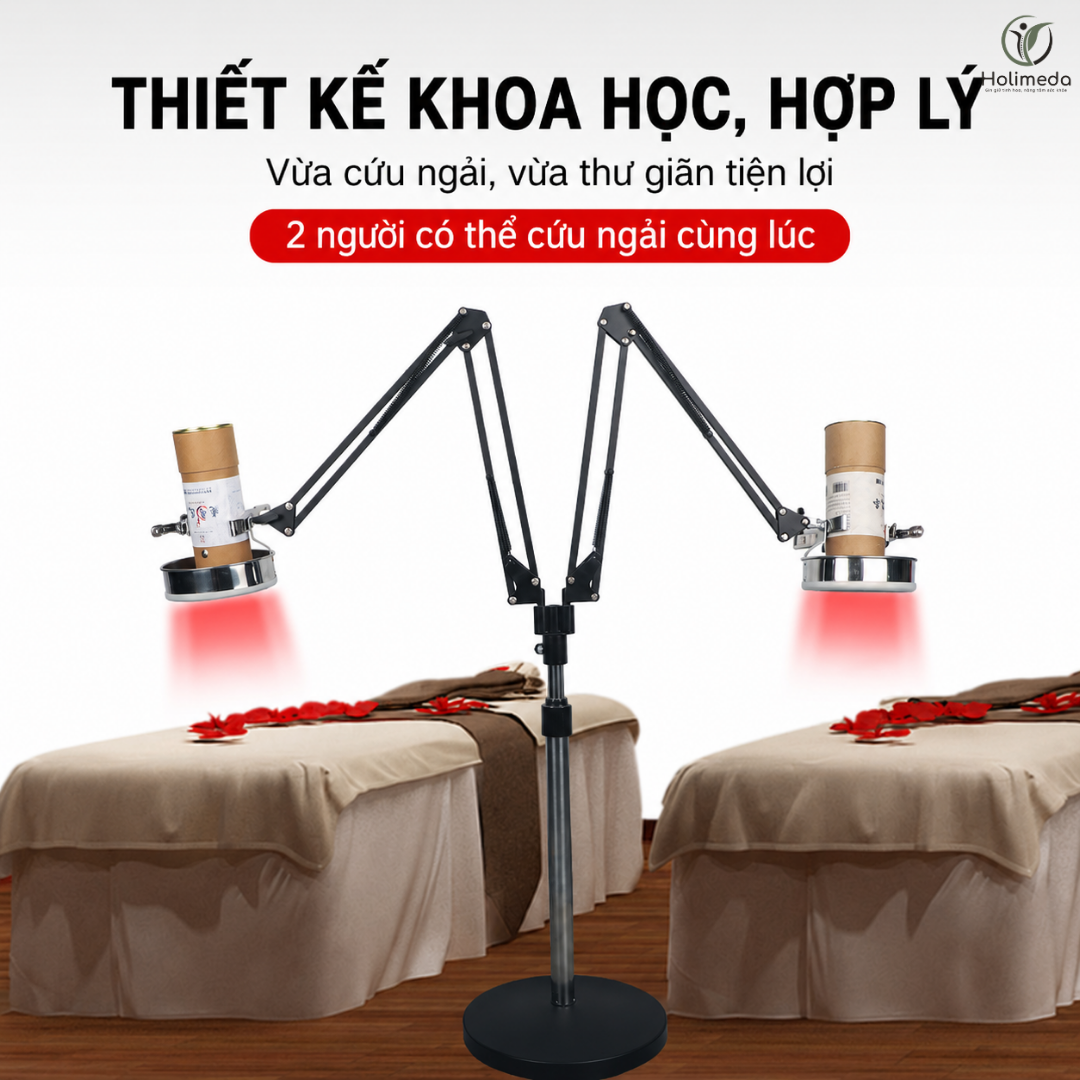 Hai tay đỡ cứu ngải điều chỉnh độc lập, có thể dùng 1 lúc cho 2 người hoặc 2 vị trí