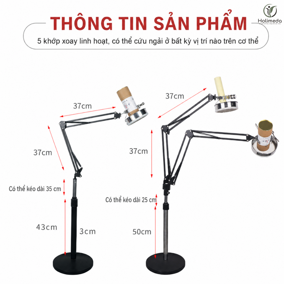 Thông tin kích thước cơ bản của giá đỡ điếu ngải đứng 