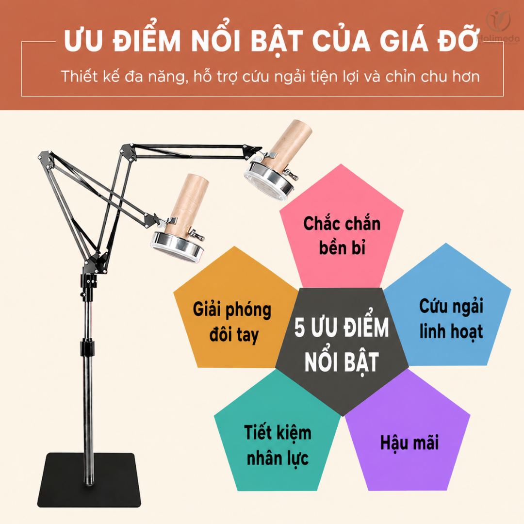 Ưu điểm nổi bật của giá đỡ cứu ngải đứng 2 đầu