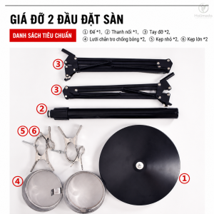 Danh sách bộ phận tiêu chuẩn của giá đỡ cứu ngải 2 đầu đặt sàn